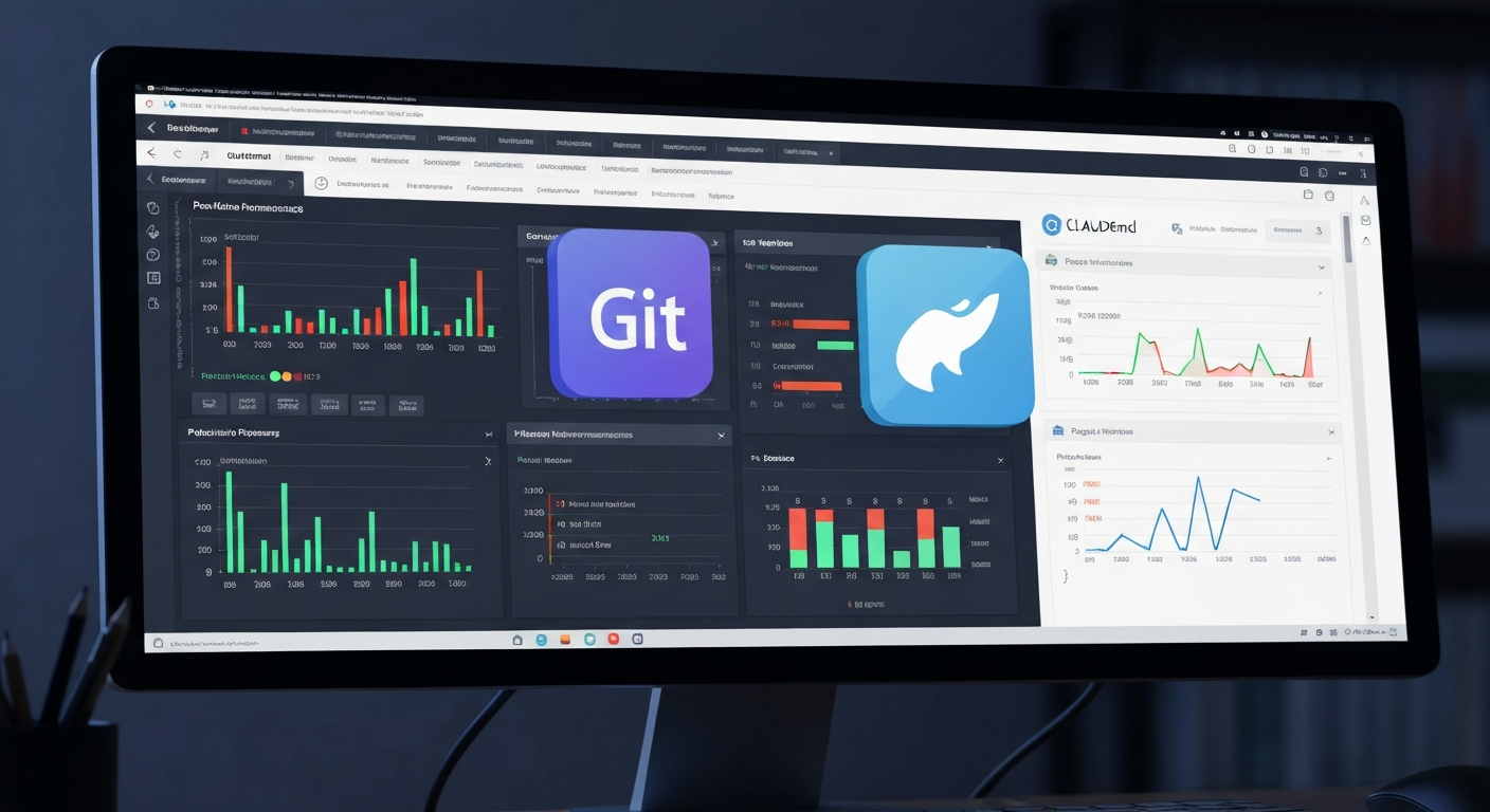 CLAUDE.md 사용 관련 성능 지표와 버전 관리 정기 리뷰 일정이 표시된 개발자 대시보드