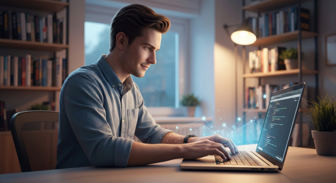 꾸준히 파이썬 코딩을 연습하며 성장하는 개발자의 모습