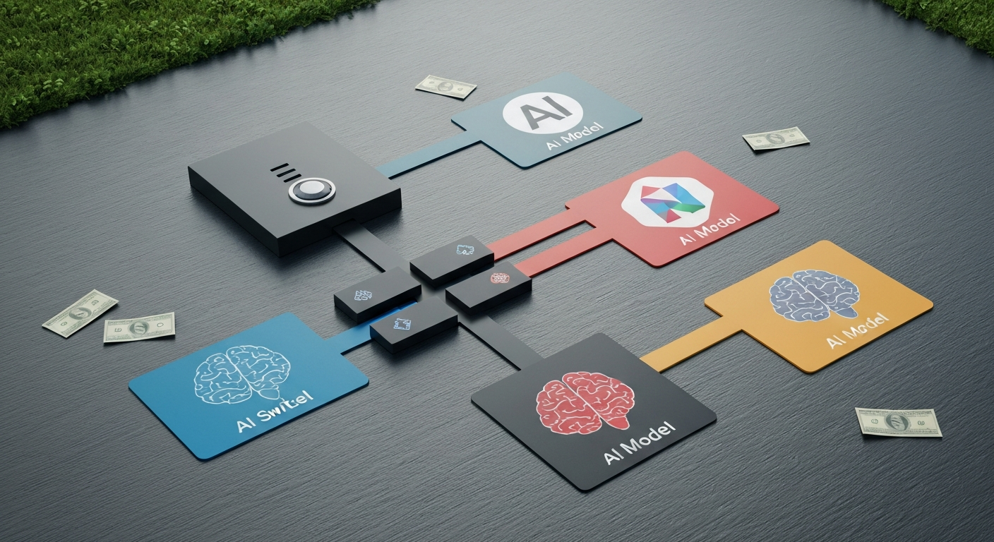 다양한 AI 모델로 최적의 경로를 선택하는 LLM 연동 자동화 스위치와 비용 절감 상징