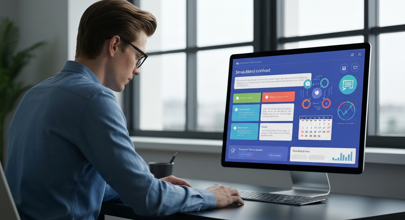 AI 비서에게 구체적인 지시를 내리자 복잡한 업무가 즉시 정리되고 계획되는 화면을 보며 만족하는 사람