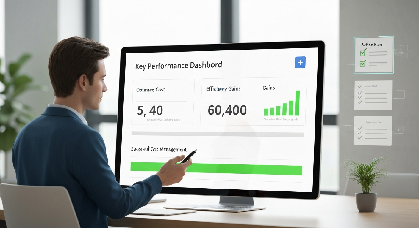 최적화된 AI 개발 비용 관리 대시보드를 확인하는 프로젝트 관리자 이미지