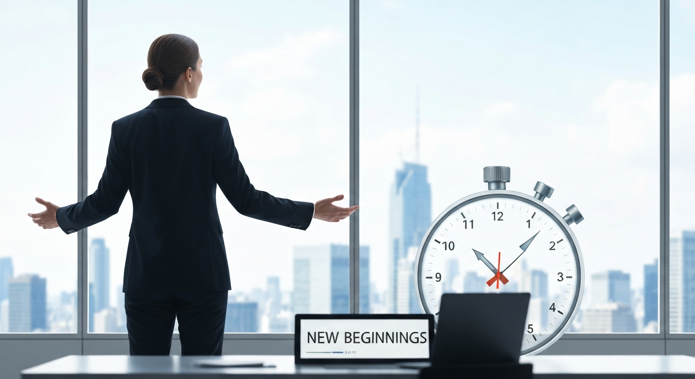 반복 업무에서 벗어나 시간을 되찾고 새로운 가능성을 향해 나아가는 비즈니스 전문가의 모습