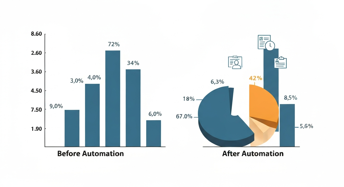 엑셀 자동화 전후 시간 절감 효과를 보여주는 비교 그래프