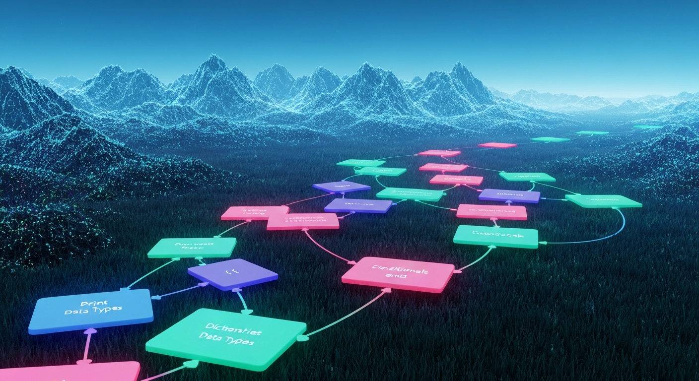 파이썬 기초 개념에서 다음 단계 학습으로 나아가는 시각화된 길