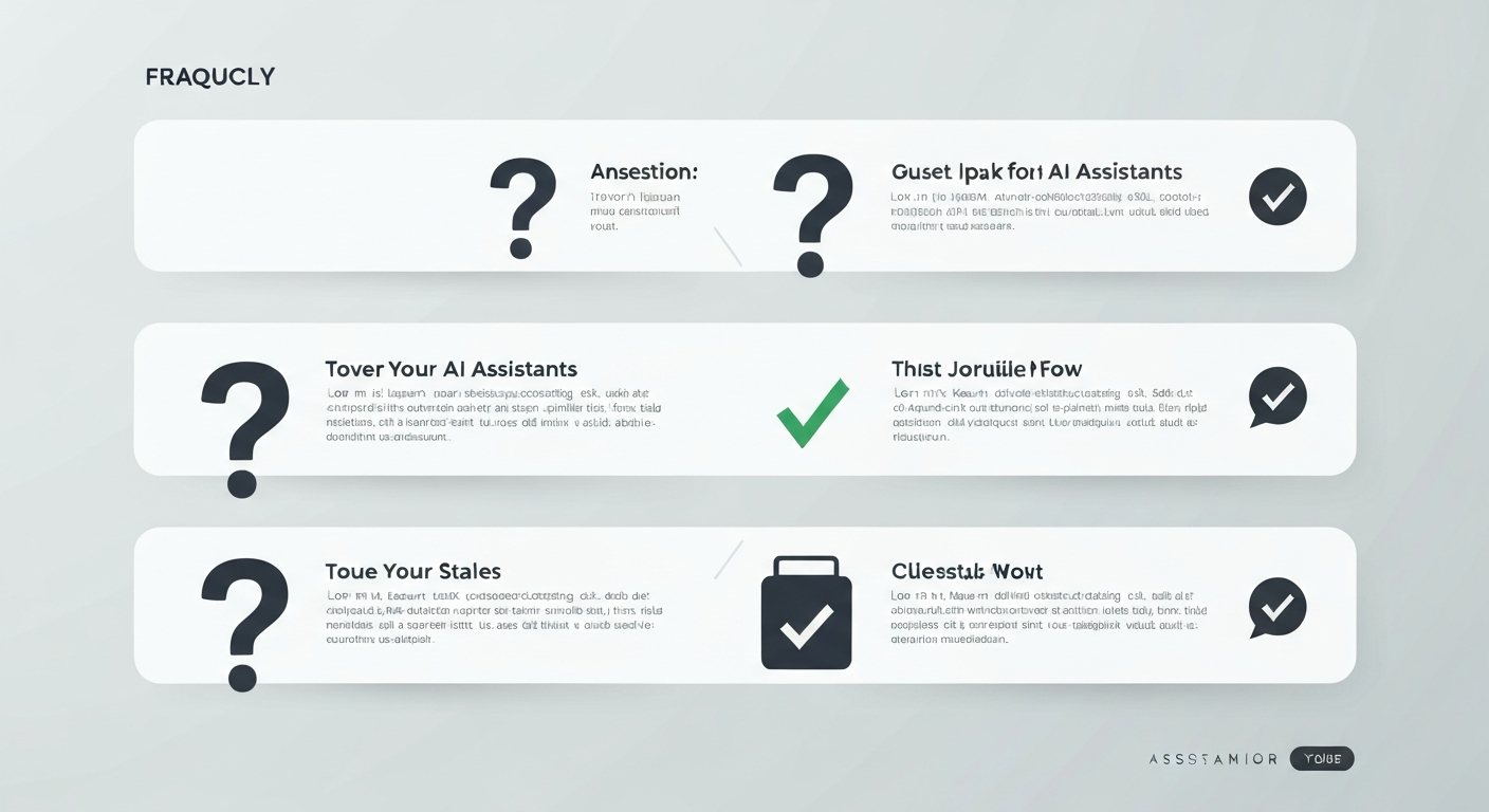 AI 비서에 대한 자주 묻는 질문과 명확한 답변이 시각적으로 표현된 깔끔한 그래픽 디자인