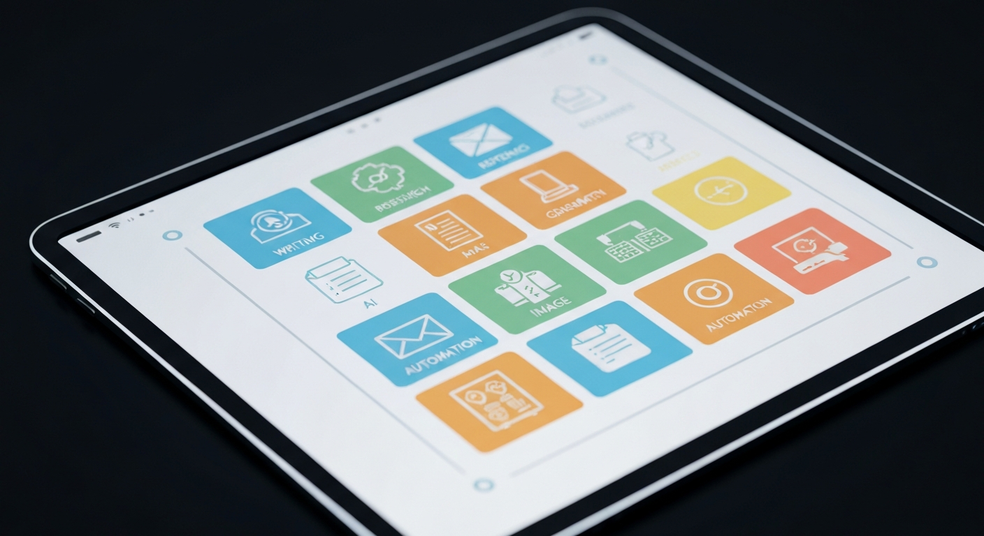 AI 비서 활용을 위한 필수 체크리스트와 추천 도구들을 보여주는 그래픽 이미지